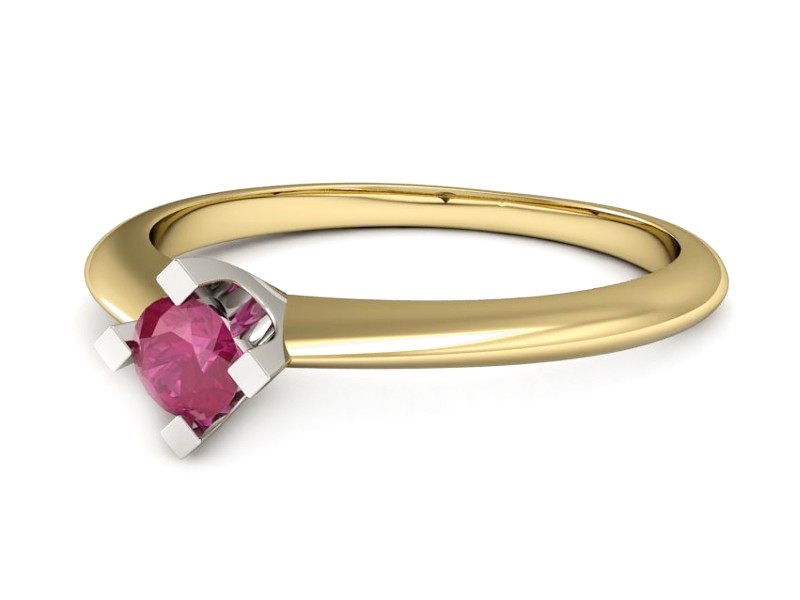Pierścionek z rubinem z żółtego i białego złota - P15300zbr — zdjęcie 2