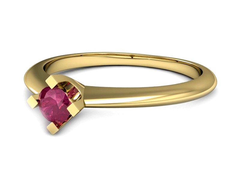 Złoty pierścionek z rubinem żółte złoto - P15300zr — zdjęcie 2