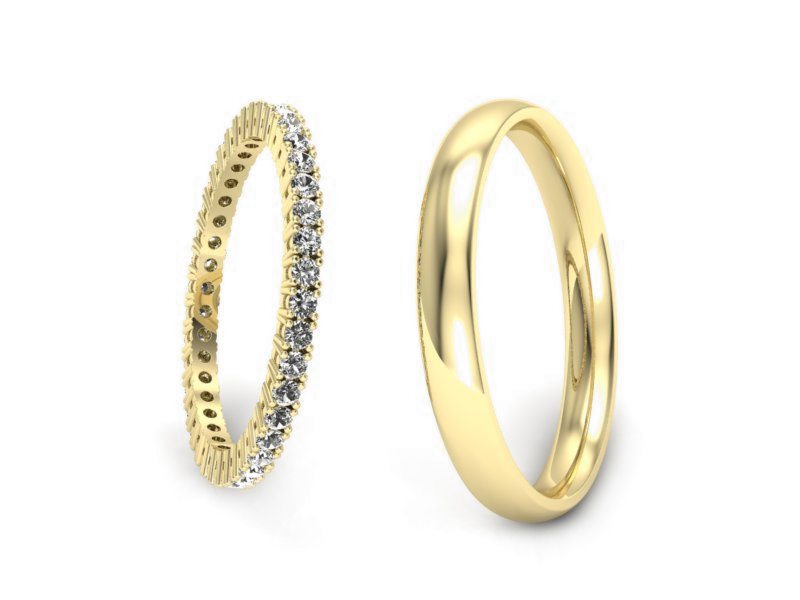 Obrączki ślubne z brylantami żółte złoto - p153019t232z — zdjęcie 3