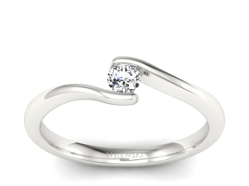 Złoty pierścionek z brylantem białe złoto - P15301b