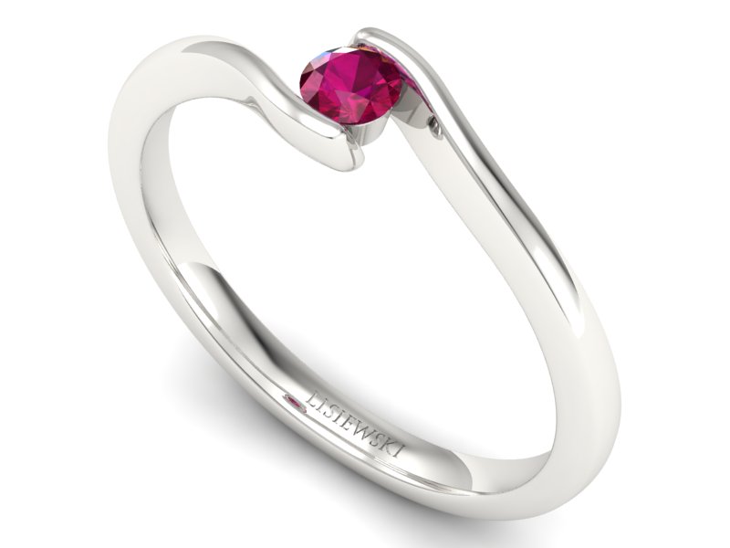 Złoty pierścionek z rubinem białe złoto - P15301br — zdjęcie 3