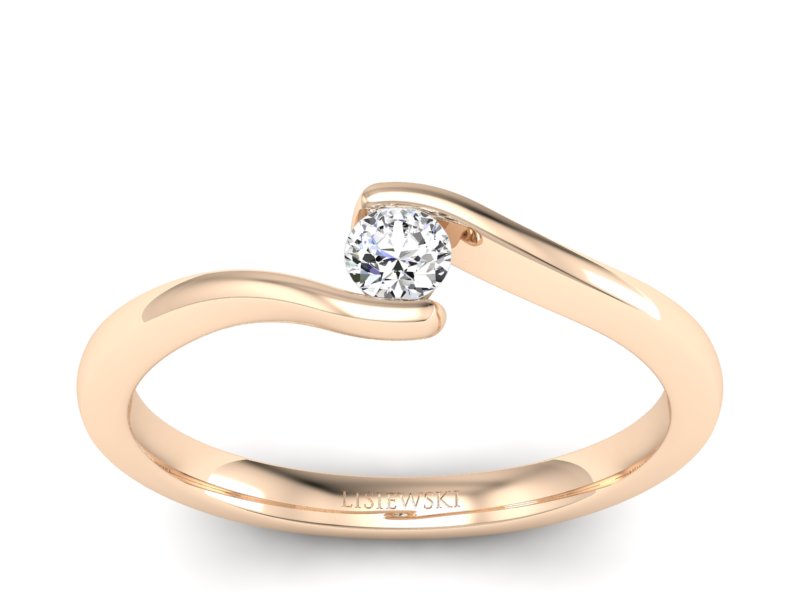 Złoty pierścionek z brylantem różowe złoto - P15301c