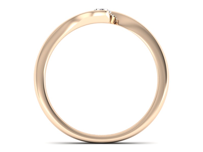 Złoty pierścionek z brylantem różowe złoto - P15301c — zdjęcie 2