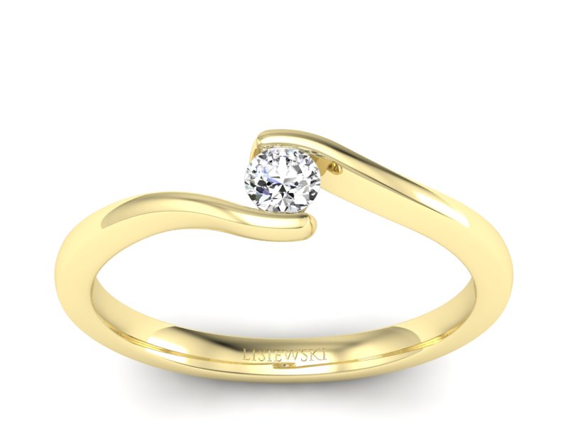 Złoty pierścionek z brylantem żółte złoto - P15301z