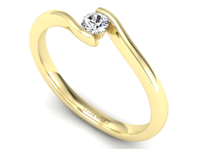 Złoty pierścionek z brylantem żółte złoto - P15301z — zdjęcie 3