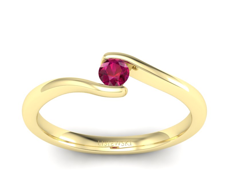 Złoty pierścionek z rubinem żółte złoto - P15301zr