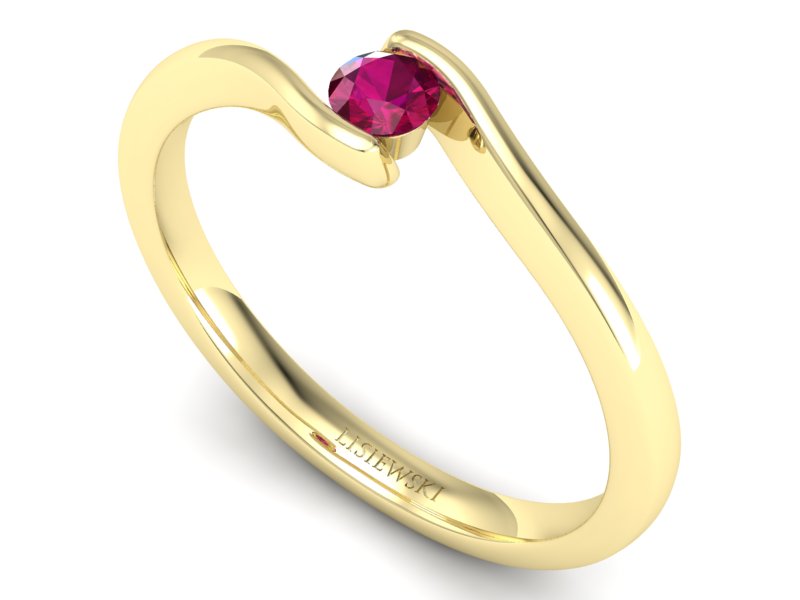 Złoty pierścionek z rubinem żółte złoto - P15301zr — zdjęcie 3