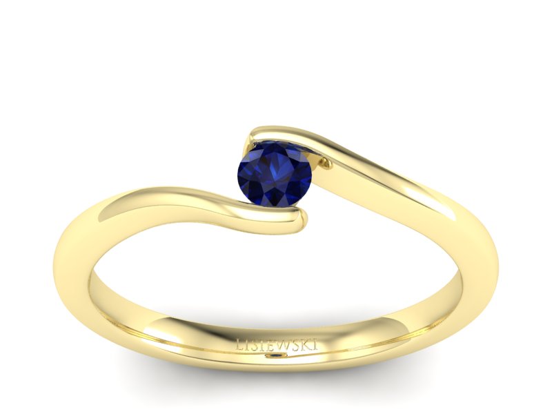 Złoty pierścionek z szafirem żółte złoto - P15301zsz