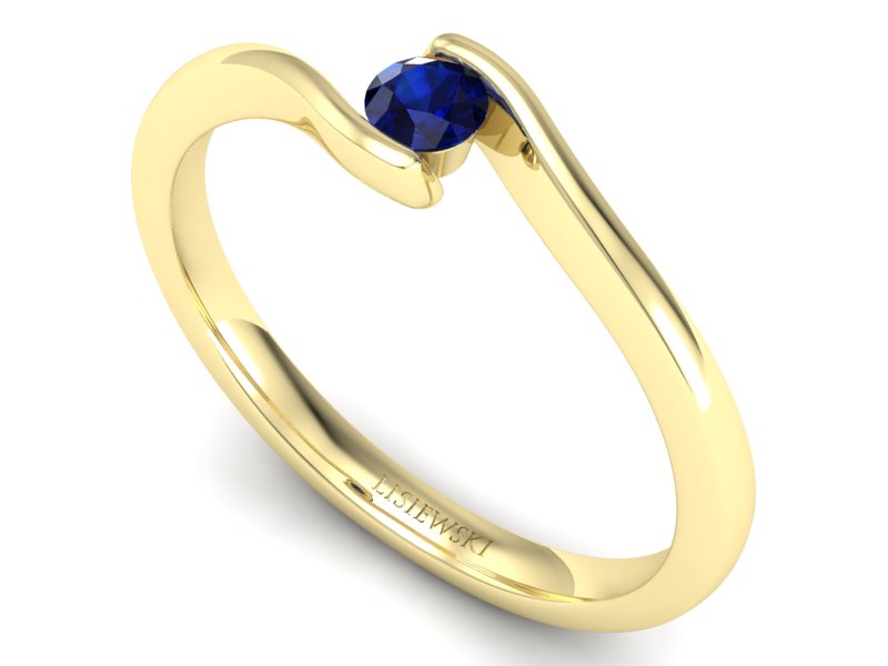Złoty pierścionek z szafirem żółte złoto - P15301zsz — zdjęcie 3
