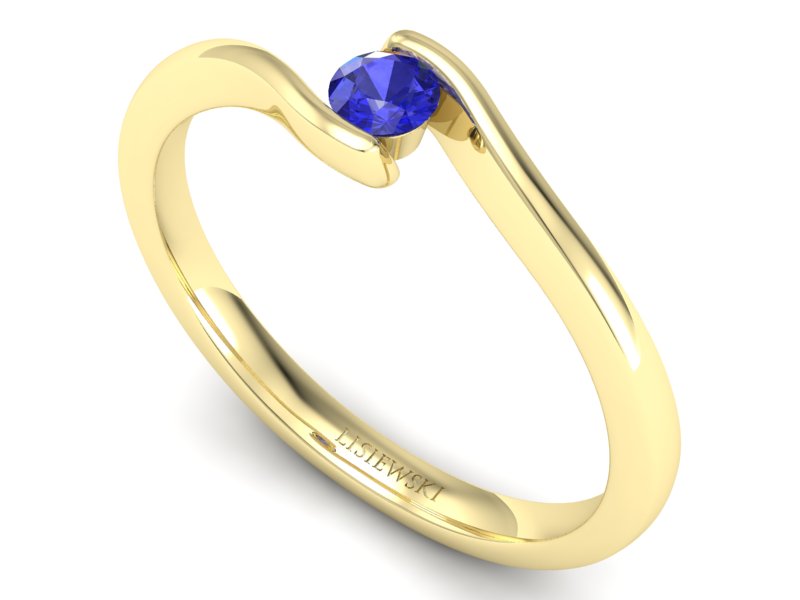 Złoty pierścionek z szafirem żółte złoto szafir - P15301zszc — zdjęcie 3