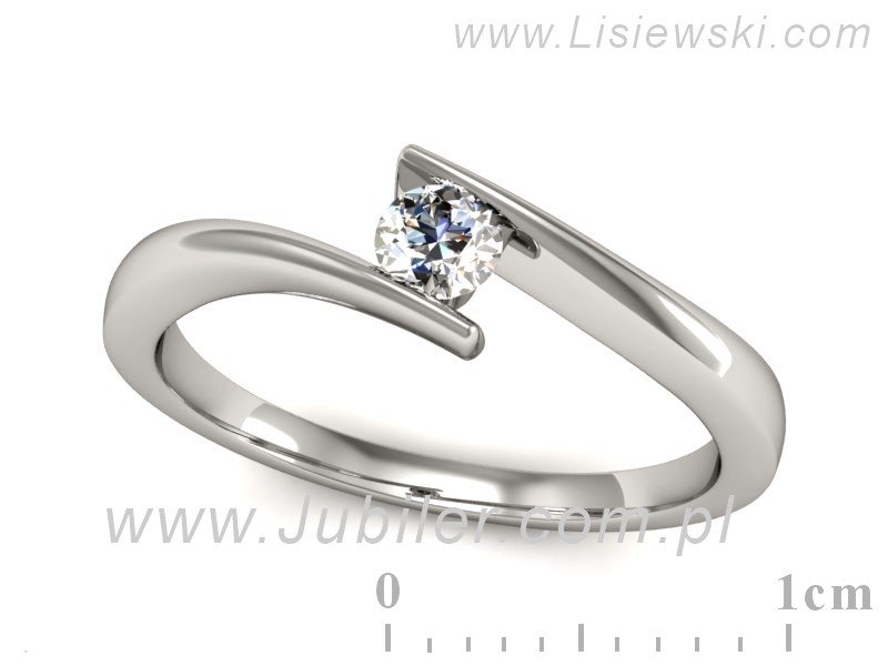 Złoty pierścionek z brylantem białe złoto - P15302b — zdjęcie 4