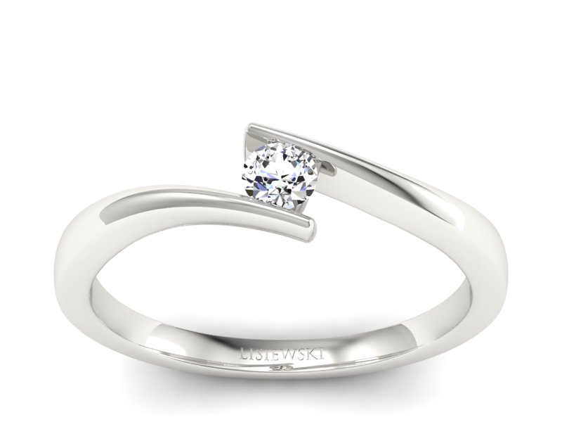 Złoty pierścionek z brylantem białe złoto - P15302b