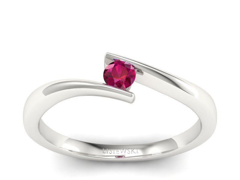 Złoty pierścionek z rubinem białe złoto - P15302br