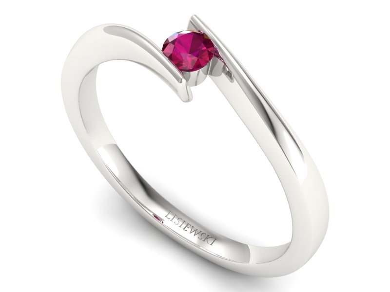 Złoty pierścionek z rubinem białe złoto - P15302br — zdjęcie 3