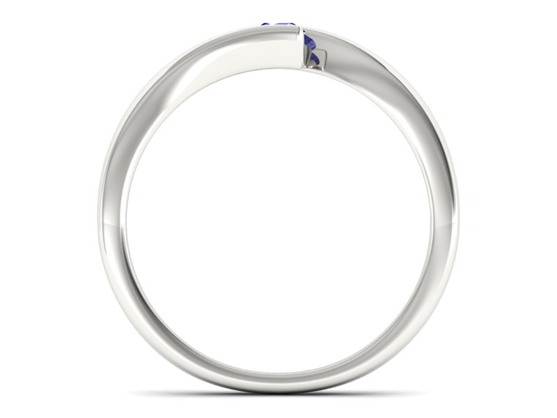 Złoty pierścionek z szafirem białe złoto - P15302bszc — zdjęcie 2