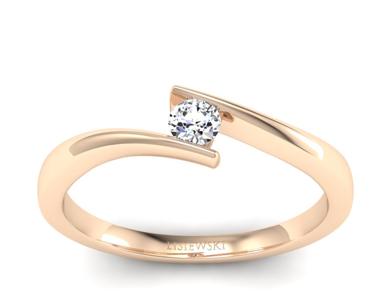 Złoty pierścionek z brylantem różowe złoto - P15302c