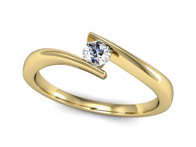 Złoty pierścionek z brylantem żółte złoto - P15302z — zdjęcie 4