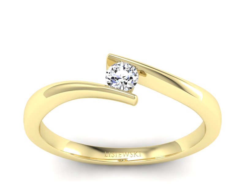 Złoty pierścionek z brylantem żółte złoto - P15302z