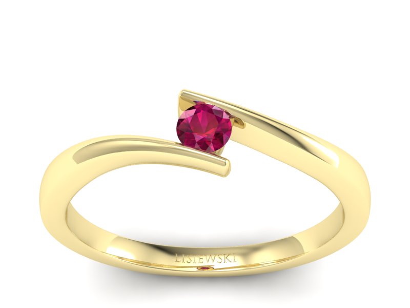Złoty pierścionek z rubinem żółte złoto - P15302zr