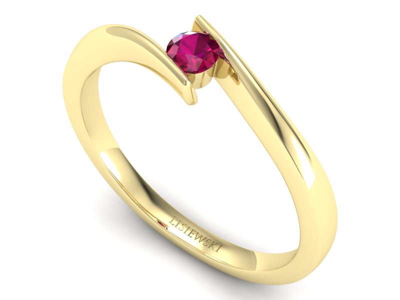 Złoty pierścionek z rubinem żółte złoto - P15302zr — zdjęcie 3