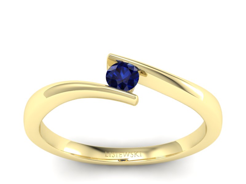 Złoty pierścionek z szafirem żółte złoto - P15302zsz