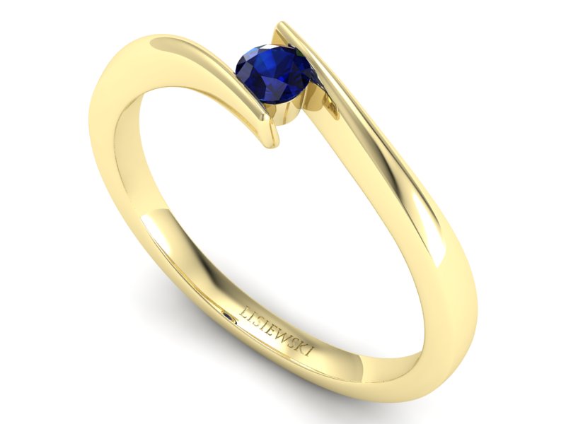 Złoty pierścionek z szafirem żółte złoto - P15302zsz — zdjęcie 3