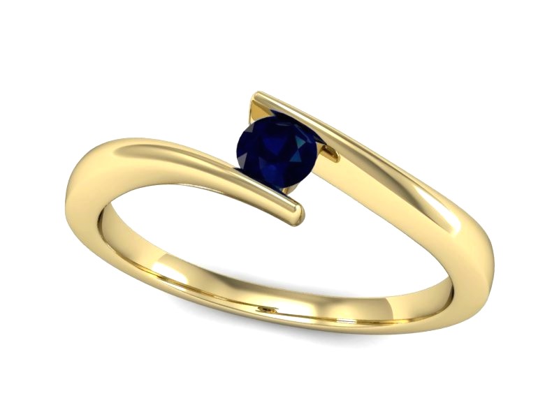Złoty pierścionek z szafirem żółte złoto - P15302zsz — zdjęcie 4