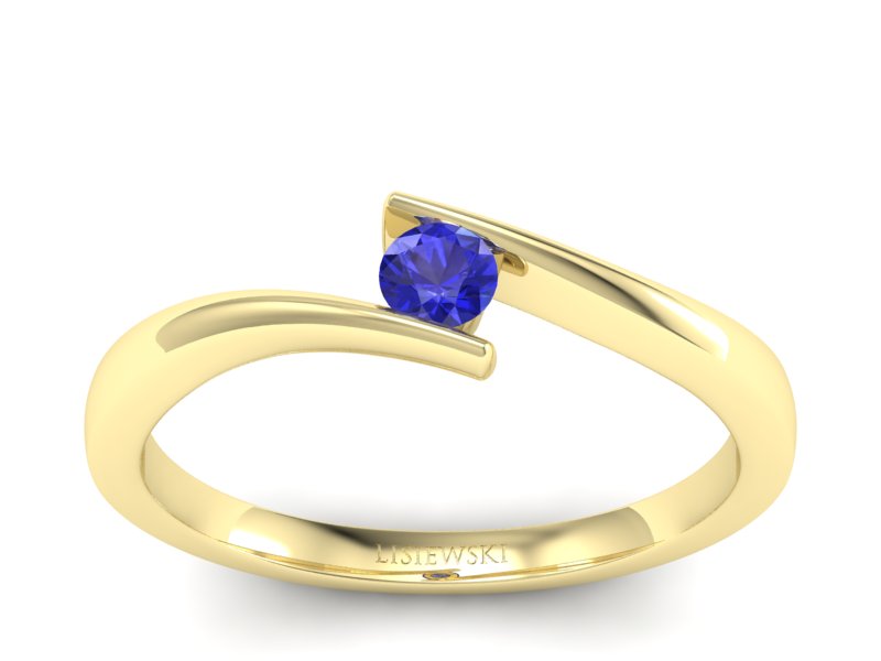 Złoty pierścionek z szafirem żółte złoto szafir - P15302zszc