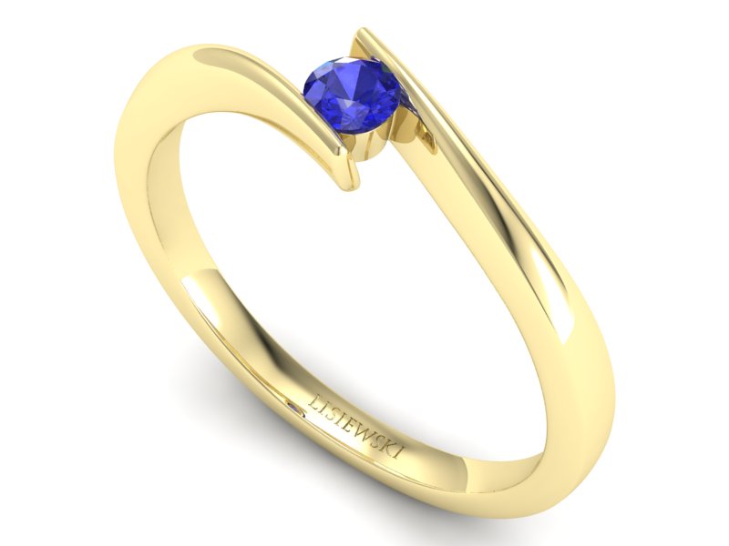 Złoty pierścionek z szafirem żółte złoto szafir - P15302zszc — zdjęcie 3
