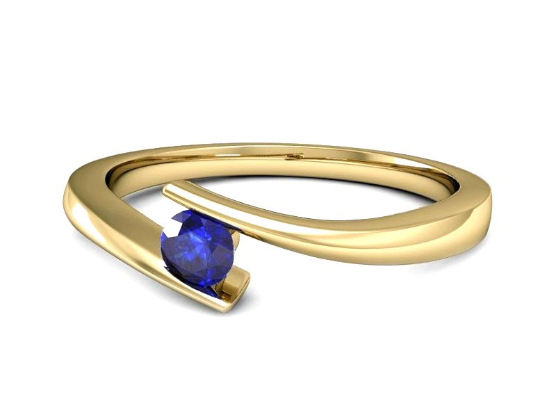 Złoty pierścionek z szafirem żółte złoto szafir - P15302zszc — zdjęcie 5