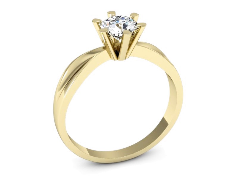 Złoty pierścionek z brylantem żółte złoto - P15303z — zdjęcie 3