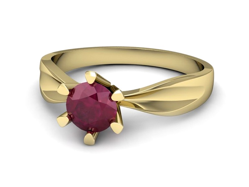 Złoty pierścionek z rubinem żółte złoto - P15303zr — zdjęcie 2