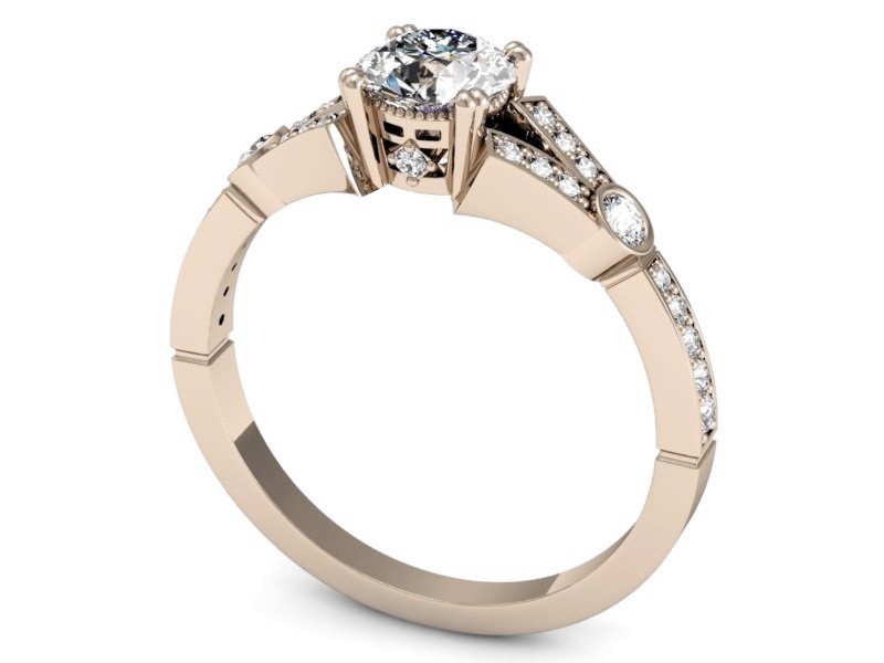 Złoty pierścionek z brylantami różowe złoto - P15304c — zdjęcie 3