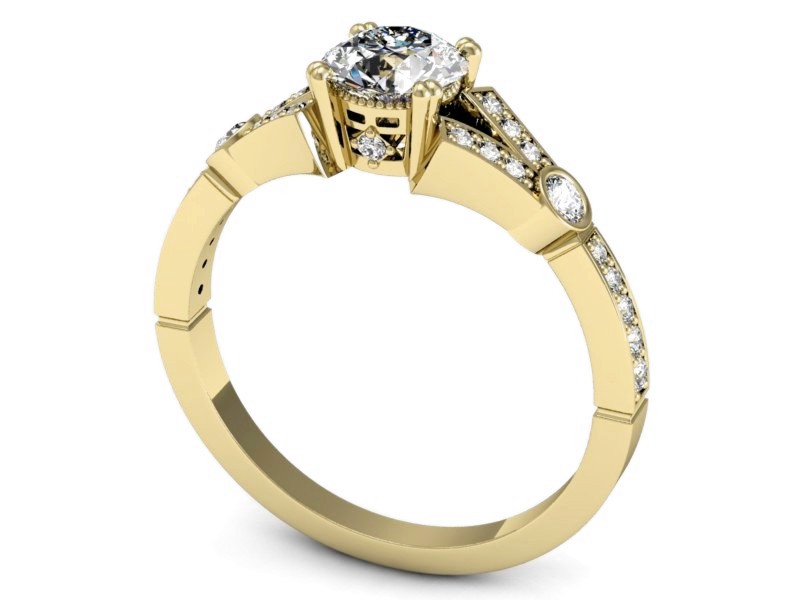 Złoty pierścionek z brylantami żółte złoto - P15304z — zdjęcie 3