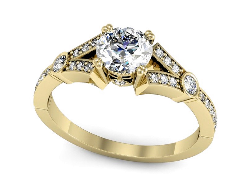 Złoty pierścionek z brylantami żółte złoto - P15304z