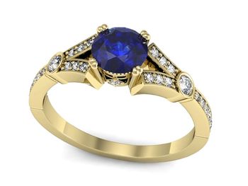 Złoty pierścionek z szafirem i diamentami złoto - P15304zszc - 1