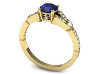 Złoty pierścionek z szafirem i diamentami złoto proba 585 - P15304zszc- 3