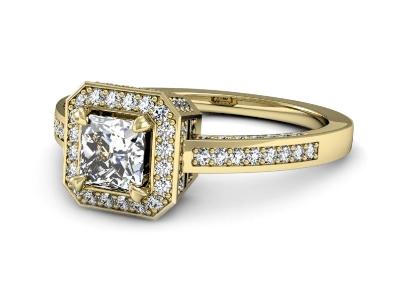 Złoty pierścionek z diamentami żółte złoto - P15305z — zdjęcie 2