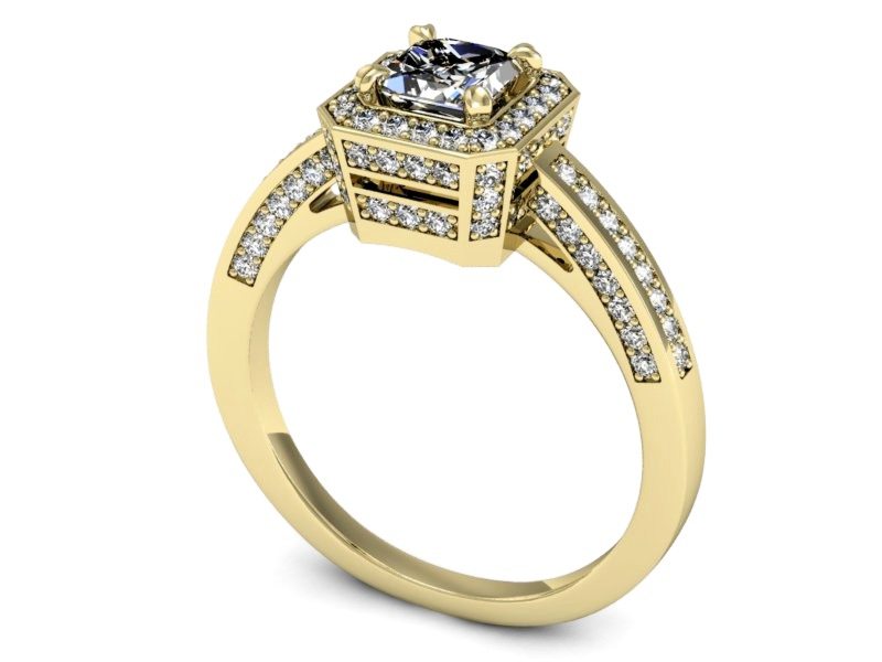 Złoty pierścionek z diamentami żółte złoto - P15305z — zdjęcie 3