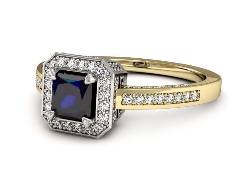 Pierścionek z szafirem i brylantami - P15305zbsz — zdjęcie 2