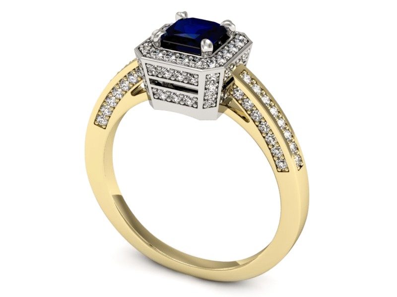 Pierścionek z szafirem i brylantami - P15305zbsz — zdjęcie 3