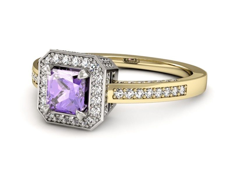 Pierścionek z tanzanitem i brylantami - P15305zbt — zdjęcie 2