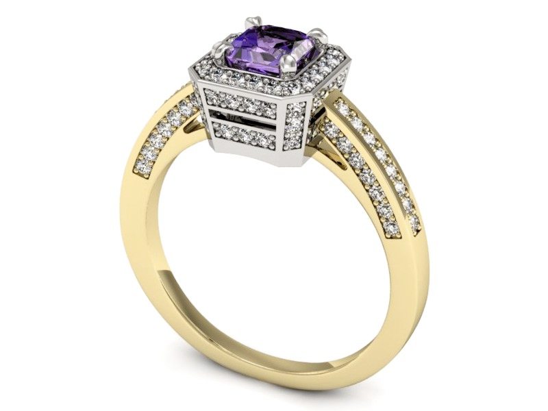 Pierścionek z tanzanitem i brylantami - P15305zbt — zdjęcie 3