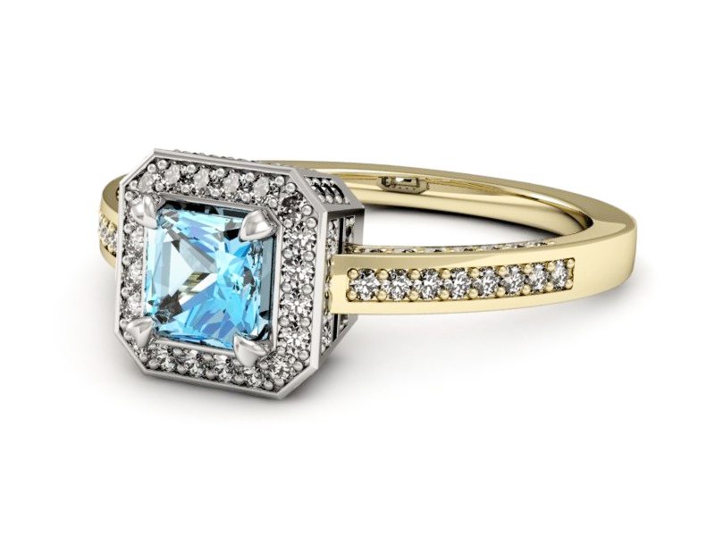 Pierścionek z topazem i brylantami - P15305zbtp — zdjęcie 2