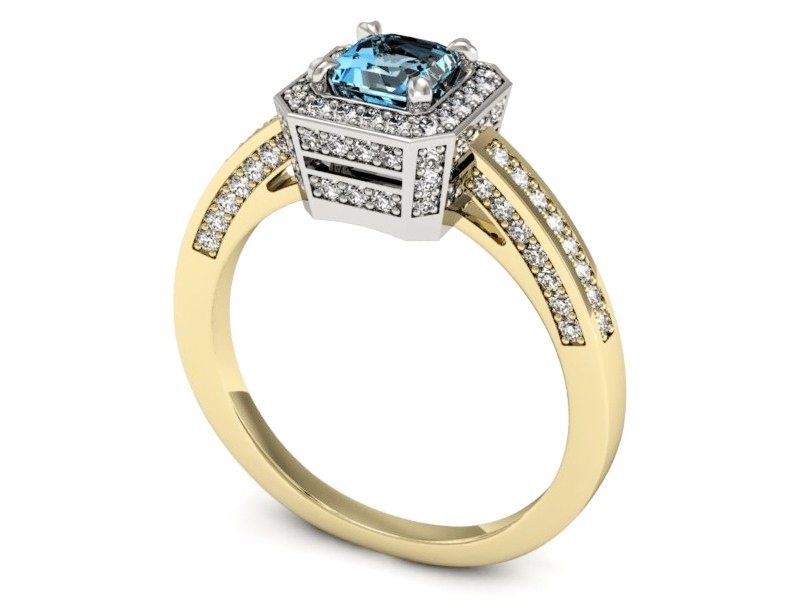 Pierścionek z topazem i brylantami - P15305zbtp — zdjęcie 3