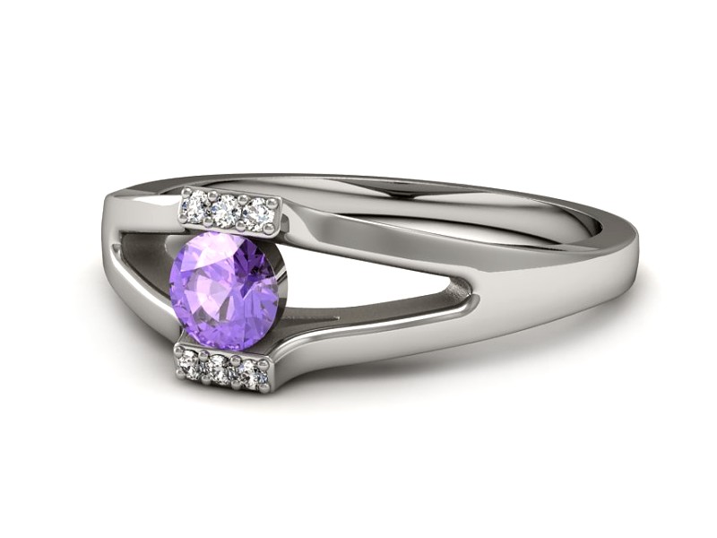 Pierścionek z tanzanitem białe złoto i brylantami - P15306bt — zdjęcie 2