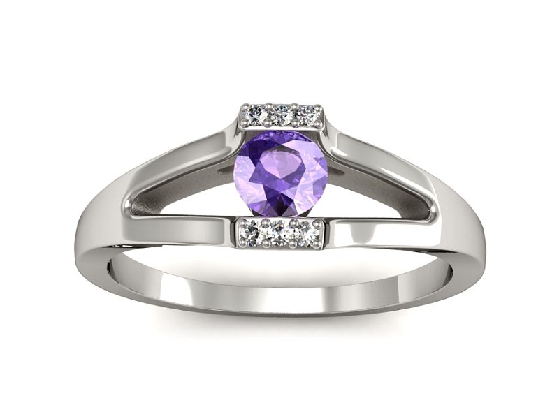 Pierścionek z tanzanitem białe złoto i brylantami - P15306bt — zdjęcie 3