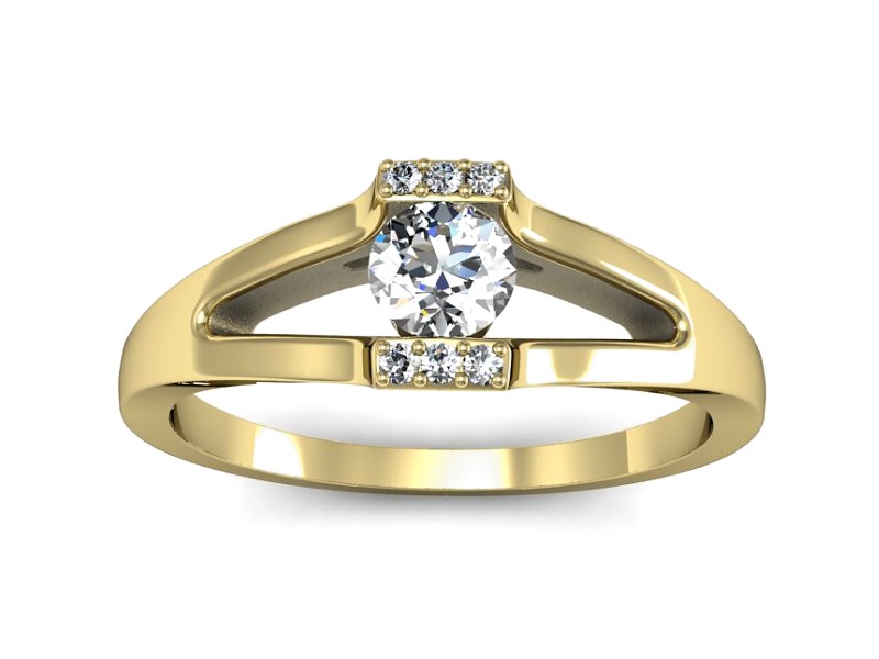 Złoty pierścionek z brylantami żółte złoto - P15306z — zdjęcie 3