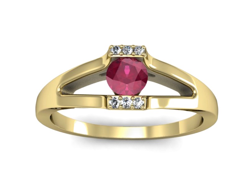 Pierścionek zaręczynowy z rubinem i brylantami - P15306zr — zdjęcie 3