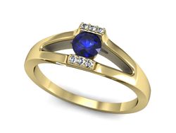 Złoty pierścionek z szafirem i diamentami złoto - P15306zszc